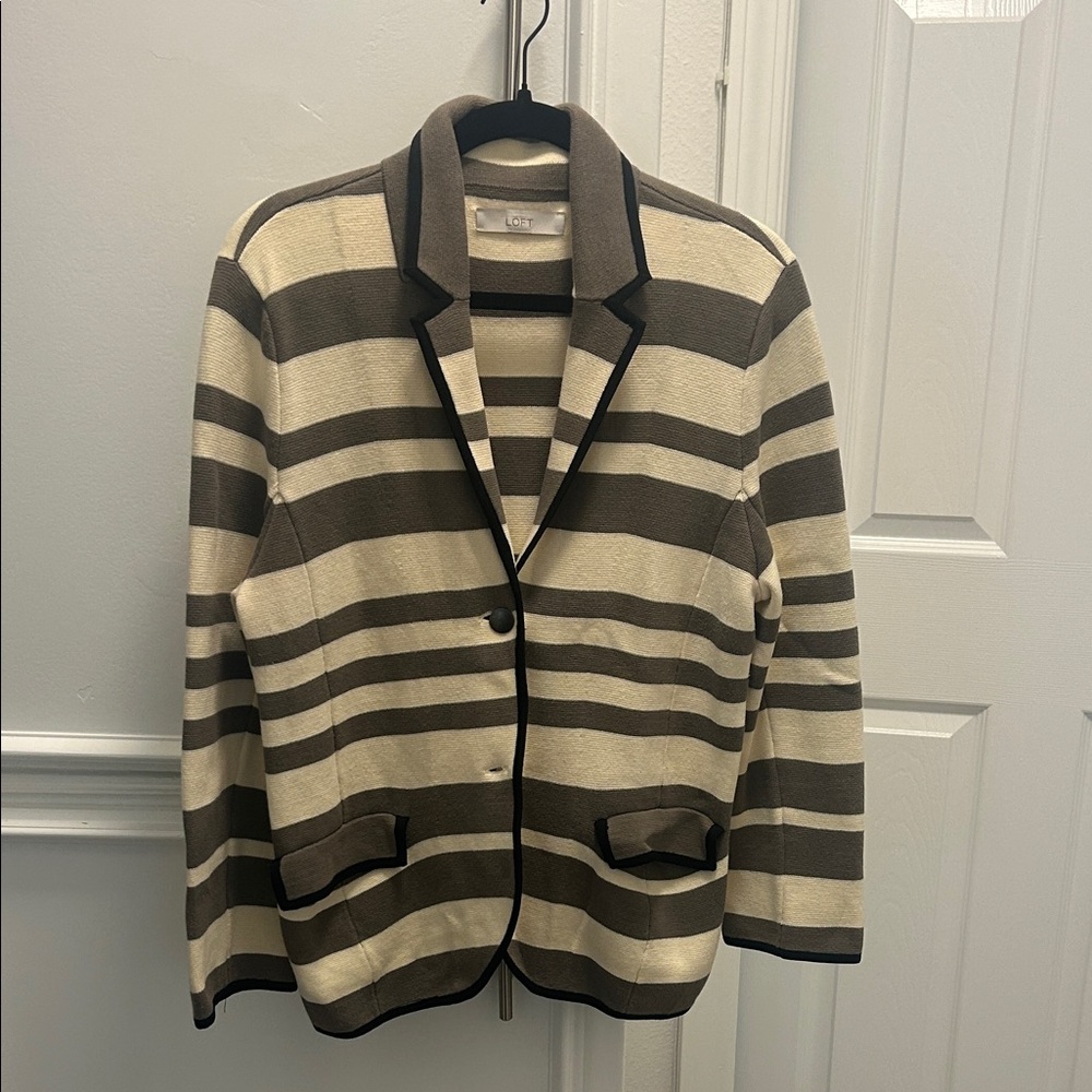 LOFT Striped Beige and Brown knit Blazer